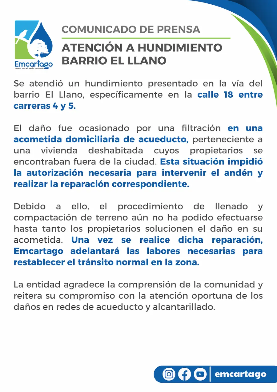 Hundimiento Barrio El Llano