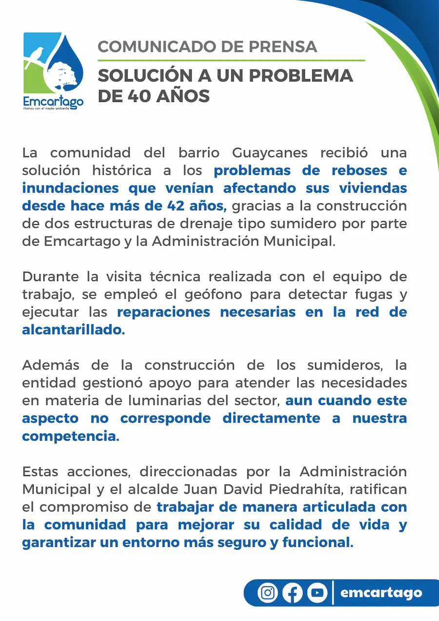 solución inundaciones barrio Guayacanes